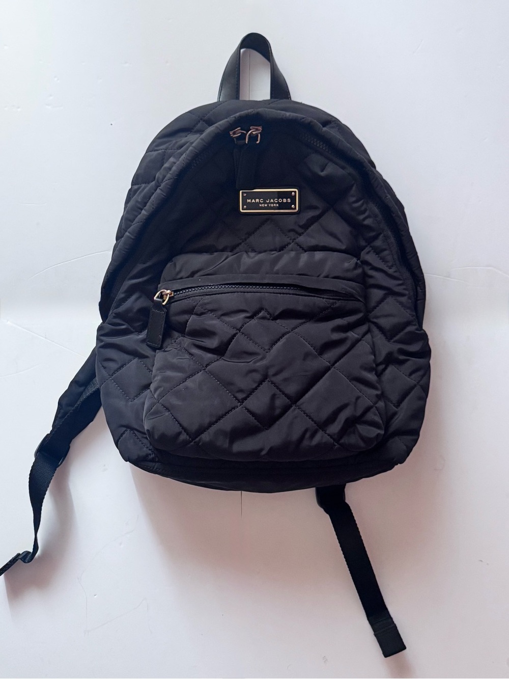 Marc Jacobs M Black/Gold Hardware Women's Quilted Nylon Mini Backpack in EUC